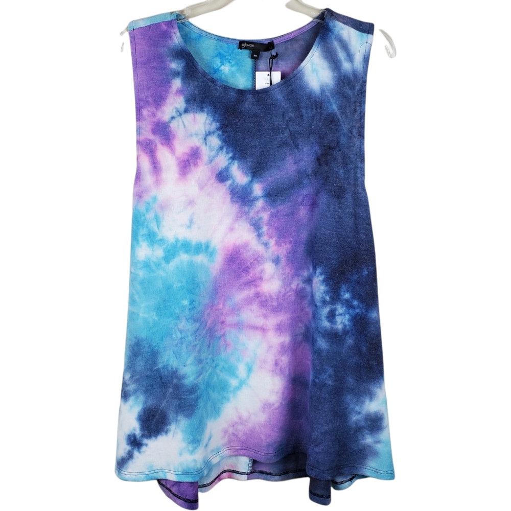 Gibson Navy, Purple Tie Dye Soft & Cozy Tank 3X
